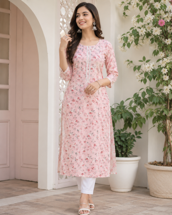 Rain & Rainbow Women Ethnic Motifs Printed Regular Beads and Stones Pure Cotton Kurta with Trousers & With